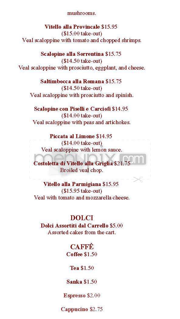 Trattoria Alba - New York, NY menu_pic