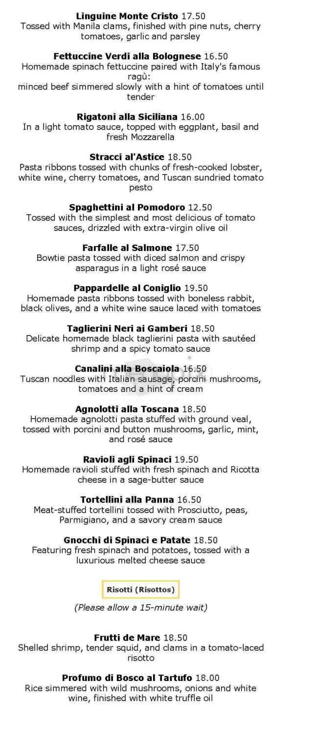 Trattoria Dopo Teatro - New York, NY menu_pic