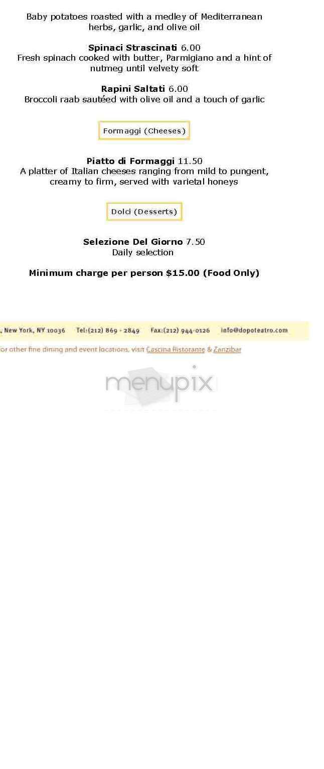 Trattoria Dopo Teatro - New York, NY menu_pic