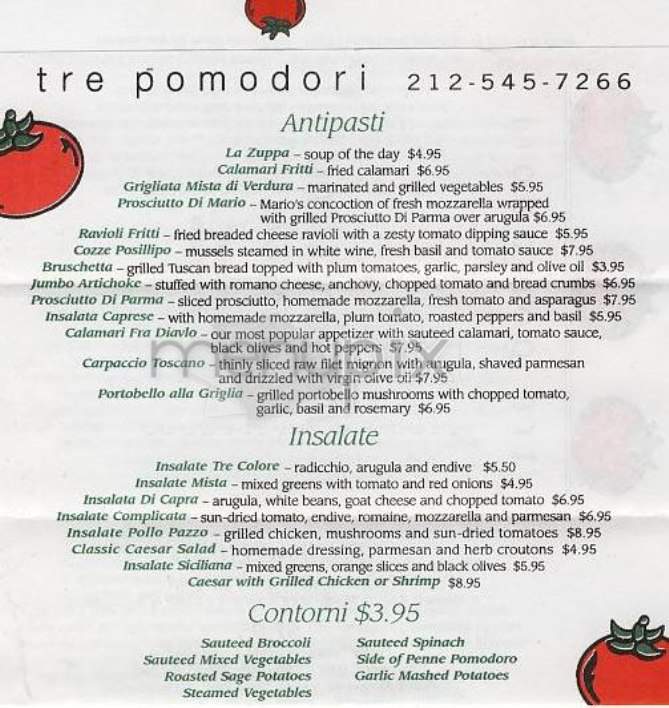 tre pomodori - New York, NY menu_pic