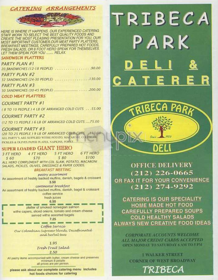 Tribeca Park Deli - New York, NY menu_pic