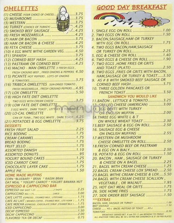 Tribeca Park Deli - New York, NY menu_pic