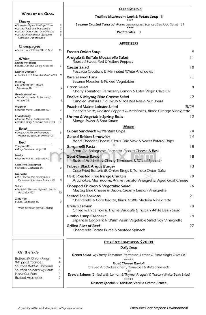 Tribeca Grill - New York, NY menu_pic