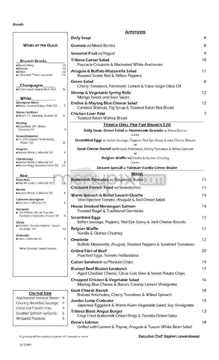 Tribeca Grill - New York, NY menu_pic