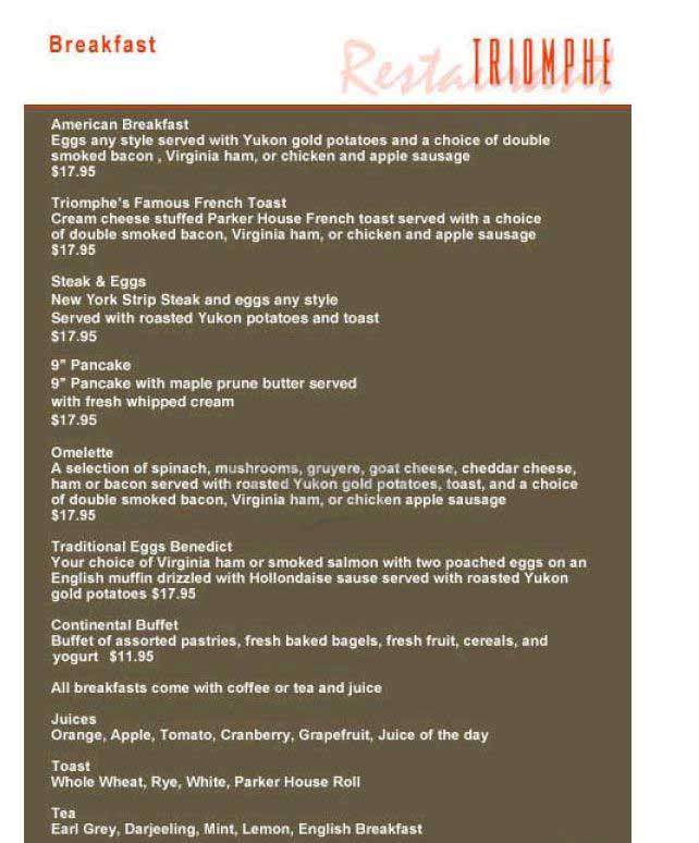 Triomphe - New York, NY menu_pic