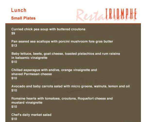 Triomphe - New York, NY menu_pic