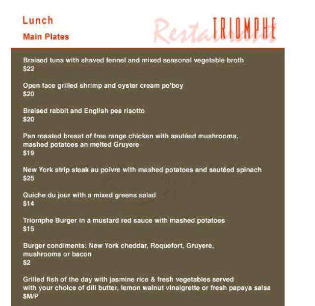 Triomphe - New York, NY menu_pic