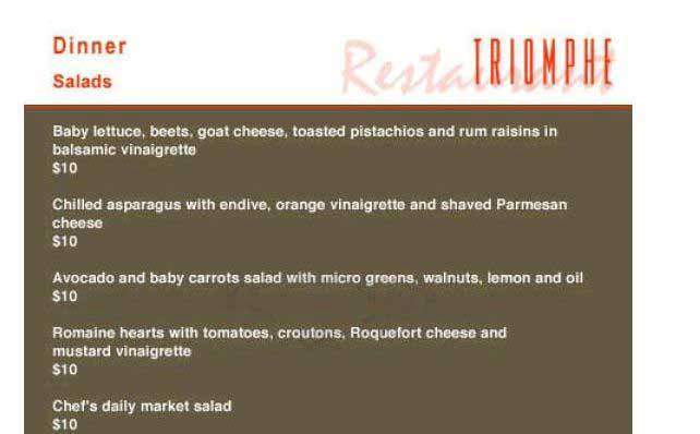 Triomphe - New York, NY menu_pic