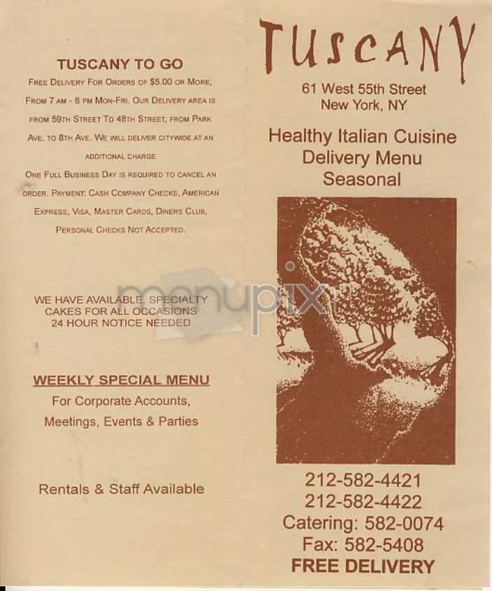 Tuscany - Rayne, LA menu_pic