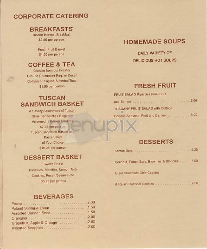 Tuscany - Rayne, LA menu_pic