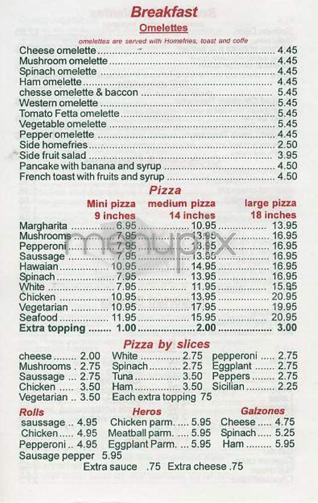 Tuscany Pizza Cafe - New York, NY menu_pic