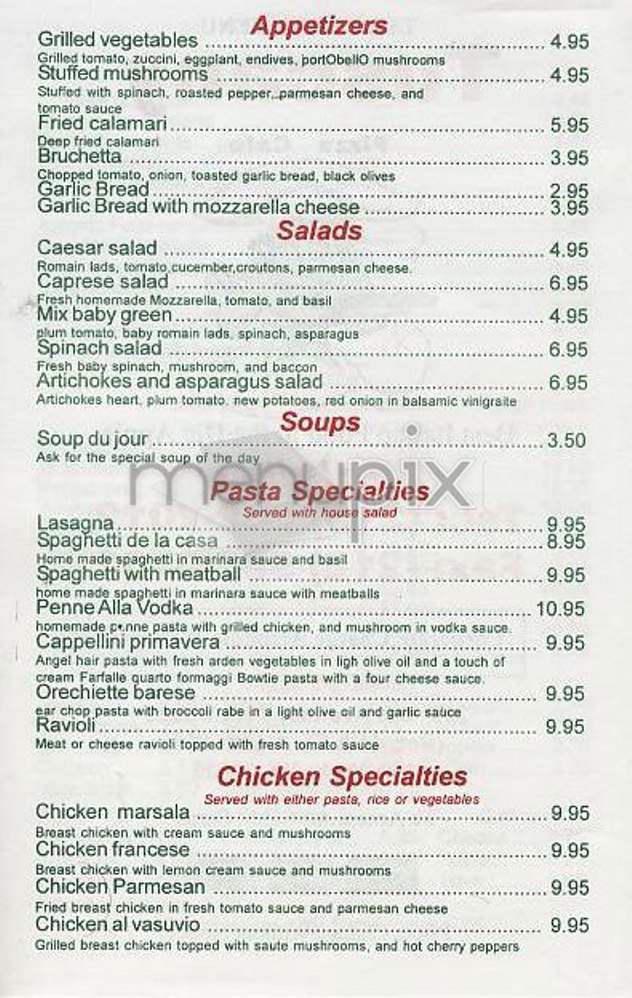 Tuscany Pizza Cafe - New York, NY menu_pic