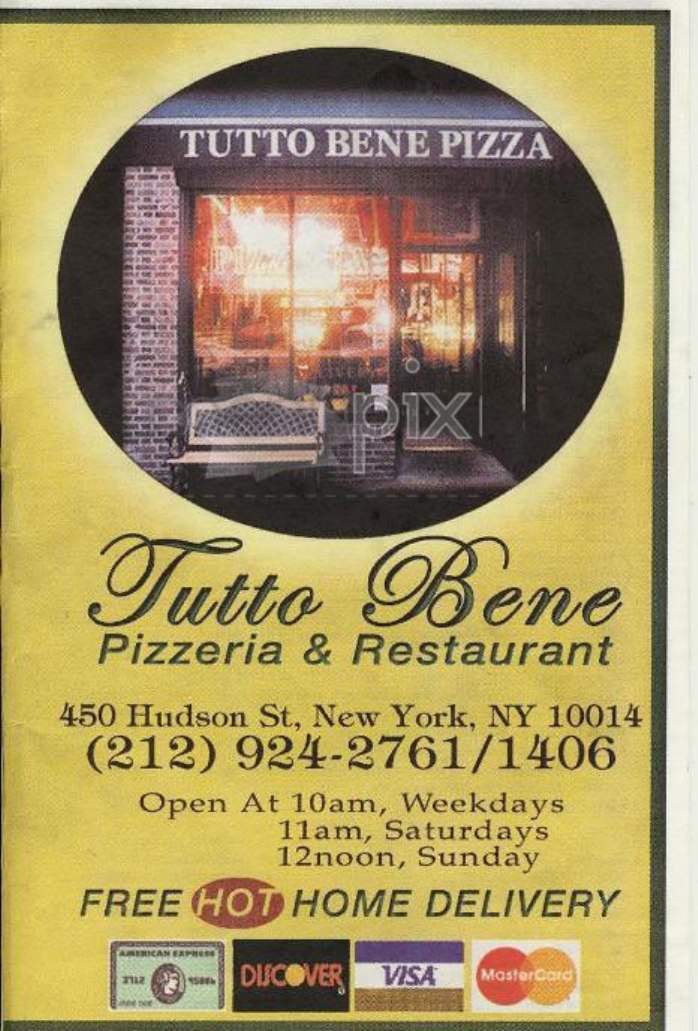 Tutto Bene Pizza - New York, NY menu_pic