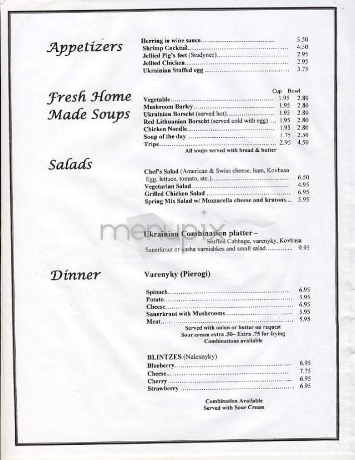 Ukrainian East Village Rst - New York, NY menu_pic
