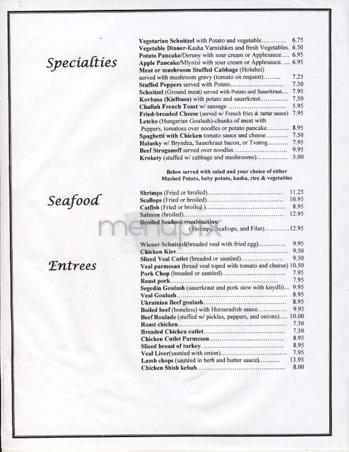 Ukrainian East Village Rst - New York, NY menu_pic