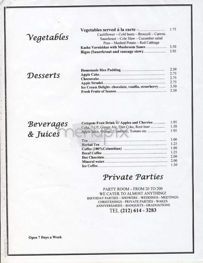 Ukrainian East Village Rst - New York, NY menu_pic