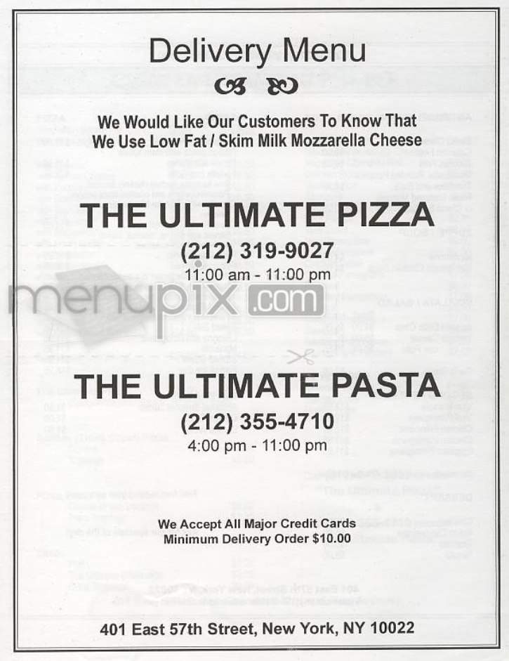 The Ultimate Pizza - New York, NY menu_pic
