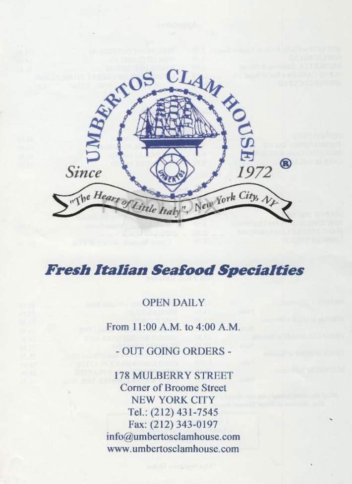 Umbertos Clam House - New York, NY menu_pic