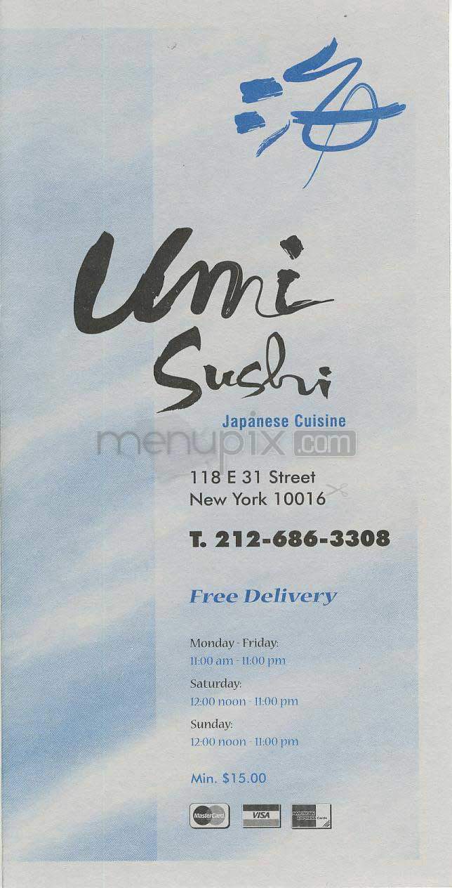Umi Sushi - New York, NY menu_pic