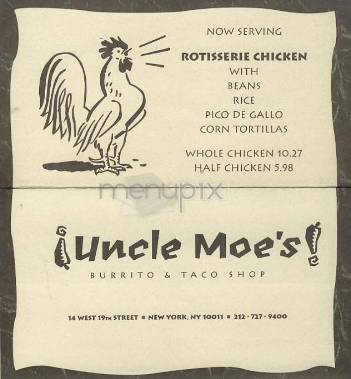 Uncle Moe's Burritos - New York, NY menu_pic