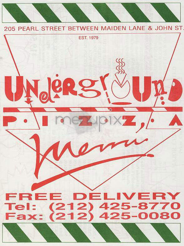 Underground Pizzeria - New York, NY menu_pic