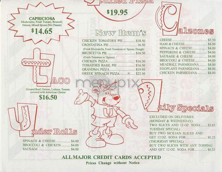 Underground Pizzeria - New York, NY menu_pic