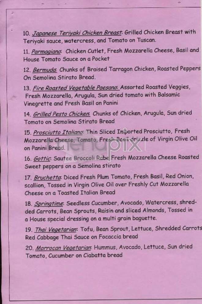 University Place Gourmet - New York, NY menu_pic