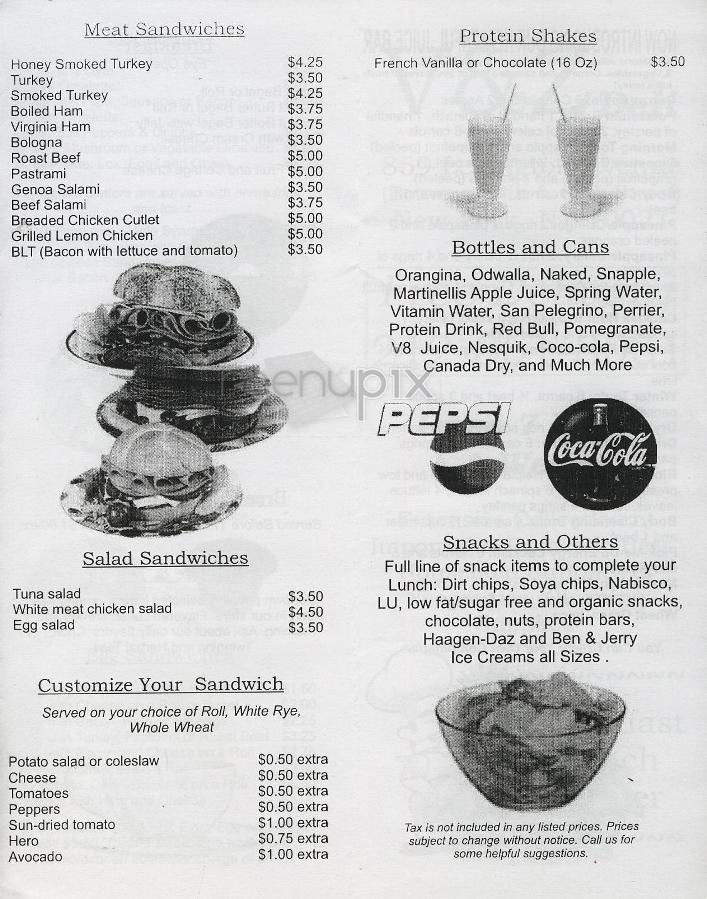V & Z Deli - New York, NY menu_pic