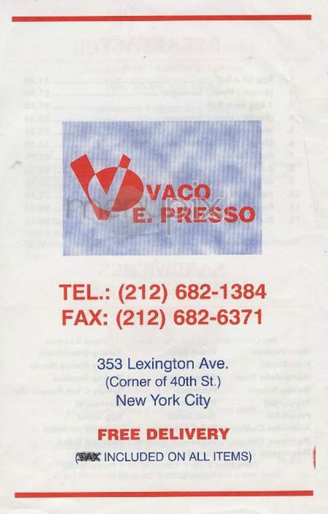 Vaco e Presso - New York, NY menu_pic