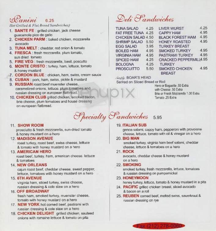 Variety Cafe - New York, NY menu_pic