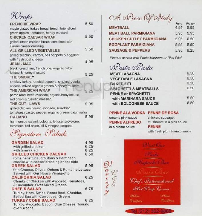 Variety Cafe - New York, NY menu_pic