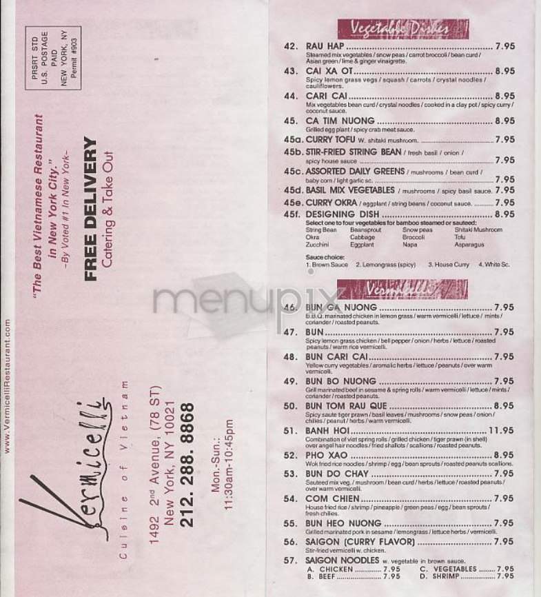 Vermicelli - New York, NY menu_pic