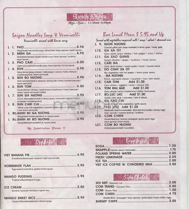 Vermicelli - New York, NY menu_pic