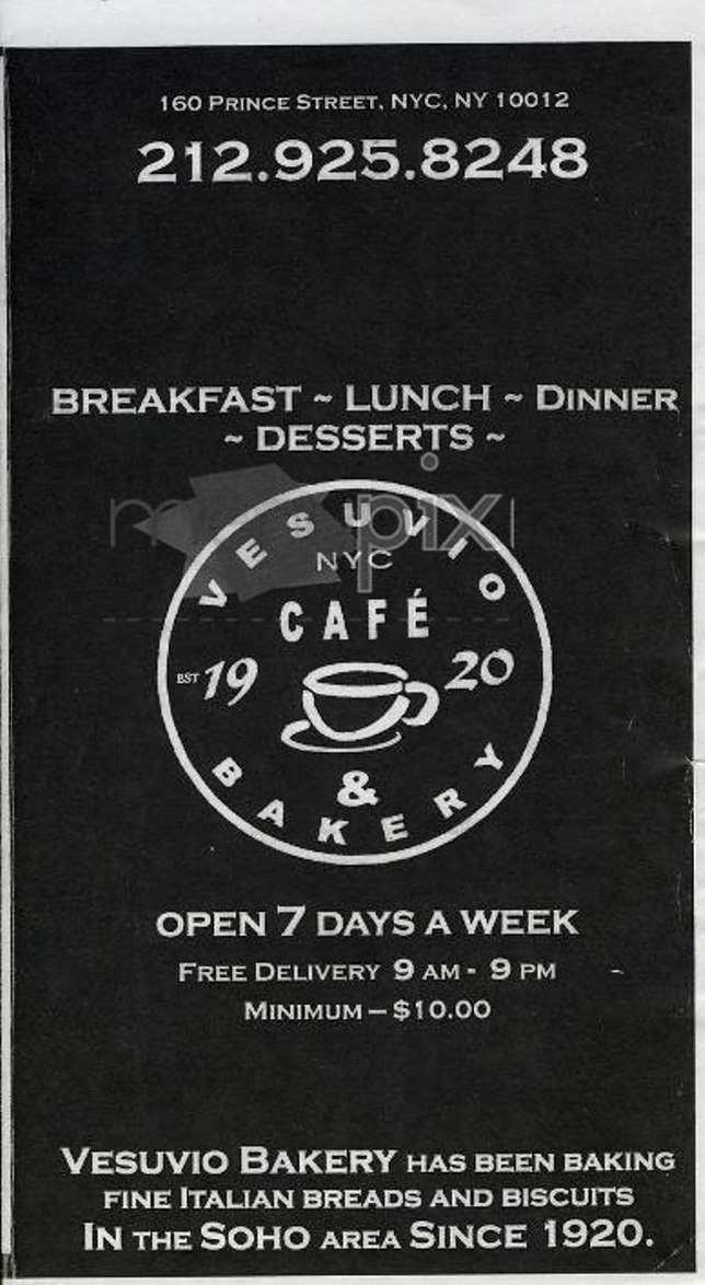 Vesuvio Cafe & Bakery - New York, NY menu_pic