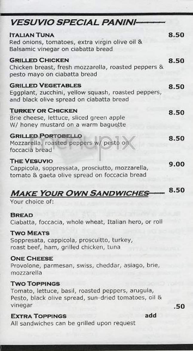 Vesuvio Cafe & Bakery - New York, NY menu_pic