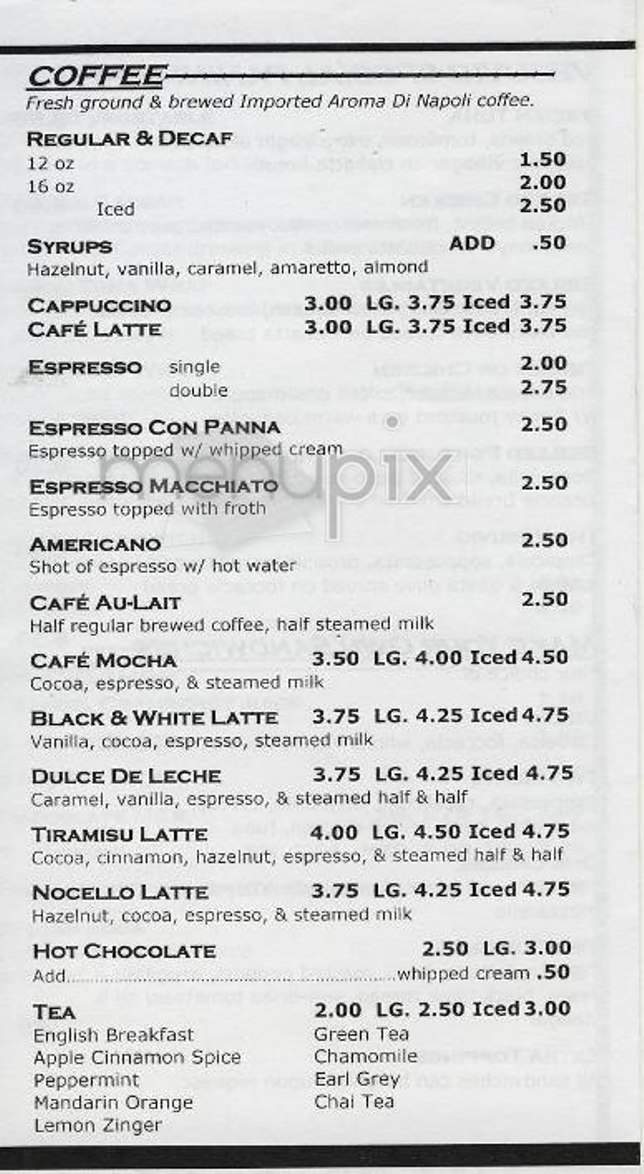Vesuvio Cafe & Bakery - New York, NY menu_pic