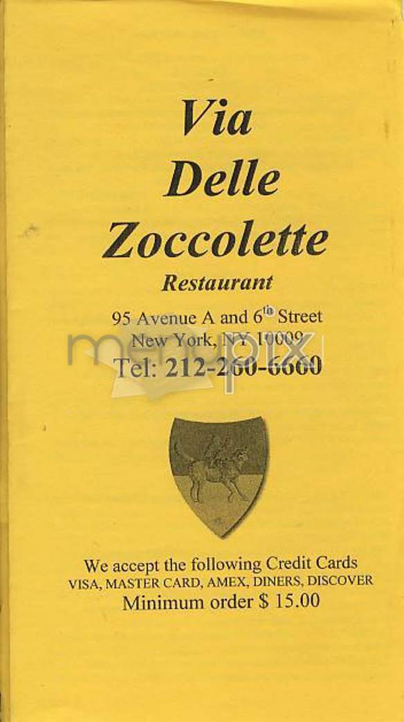 Via Delle Zoccolette - New York, NY menu_pic