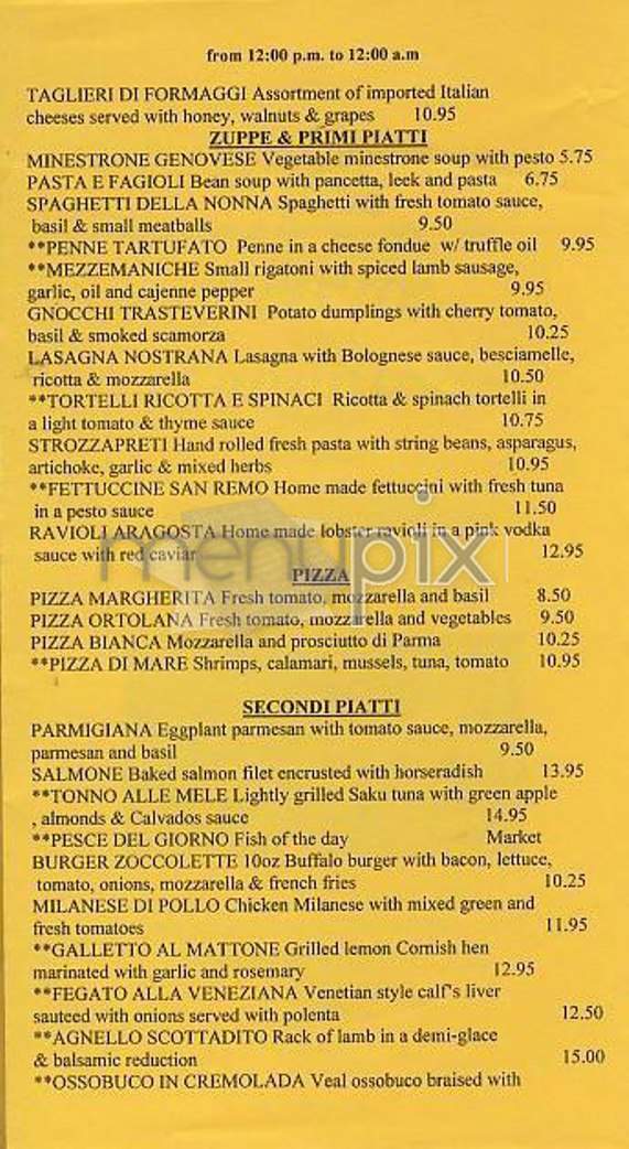 Via Delle Zoccolette - New York, NY menu_pic