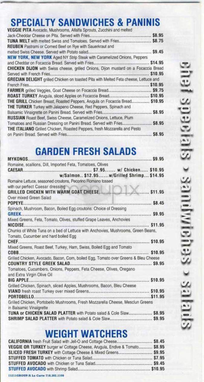 Viand Cafe - New York, NY menu_pic