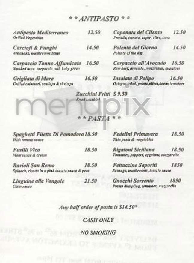 Vico Ristorante - New York, NY menu_pic
