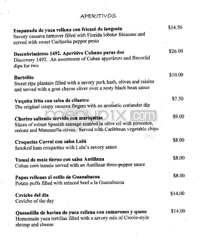 Victor's Cafe - New York, NY menu_pic