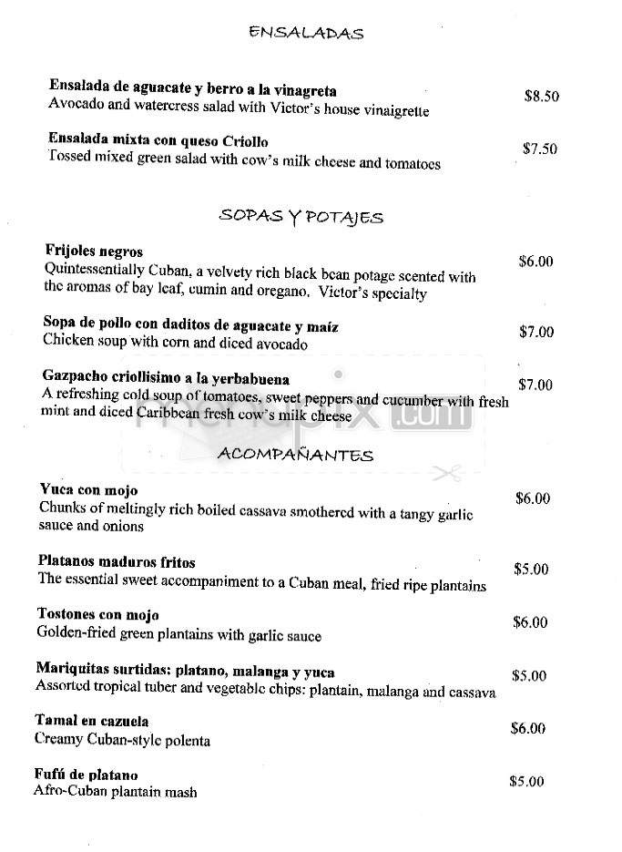 Victor's Cafe - New York, NY menu_pic