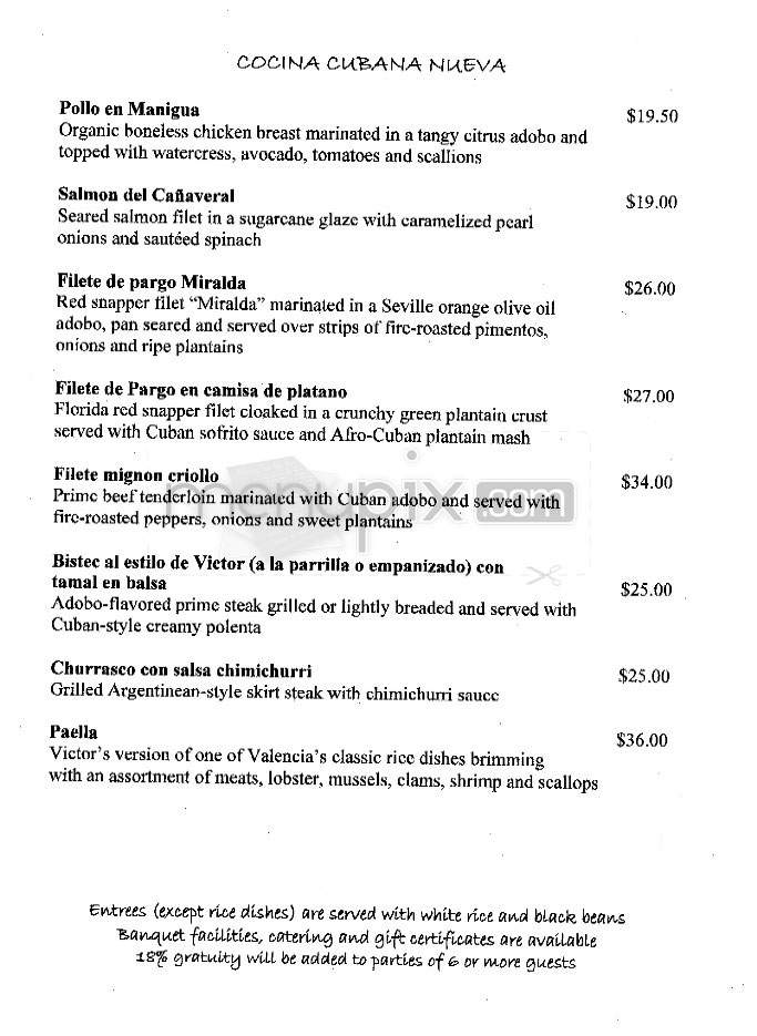 Victor's Cafe - New York, NY menu_pic