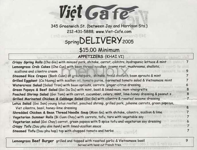 Viet Cafe - New York, NY menu_pic