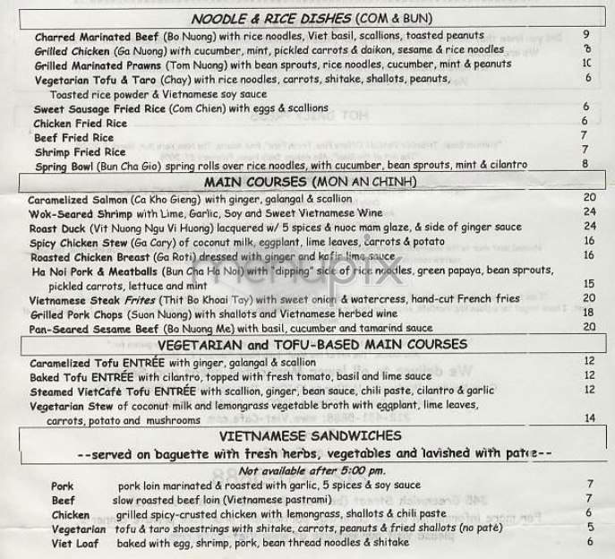 Viet Cafe - New York, NY menu_pic