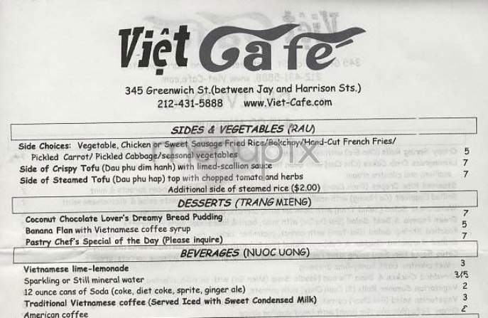 Viet Cafe - New York, NY menu_pic