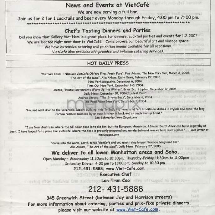 Viet Cafe - New York, NY menu_pic