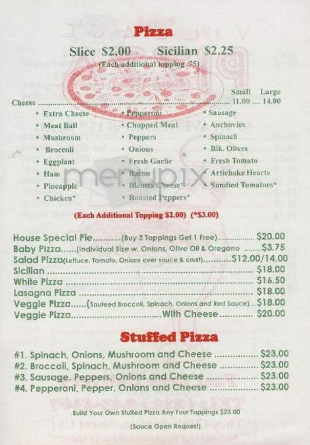 Village Pizza - New York, NY menu_pic