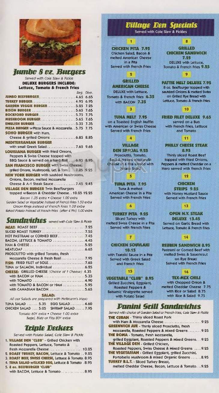 The Villiage Den - New York, NY menu_pic