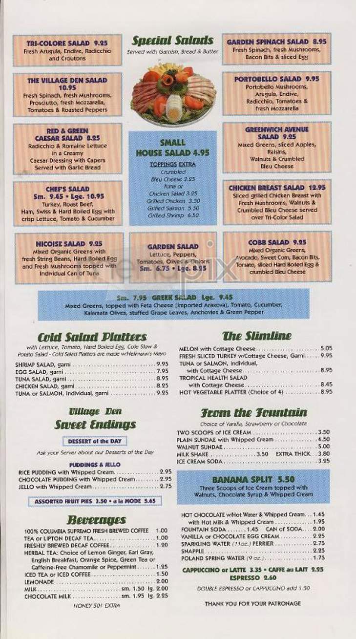 The Villiage Den - New York, NY menu_pic